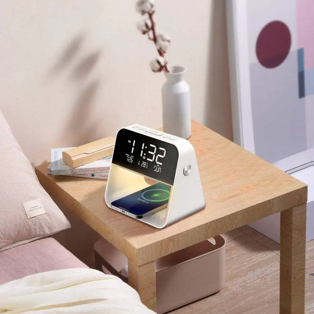 New intelligent multifunctional atmosphere lamp bedroom bedside clock wake-up alarm wireless multifunctional nightlight