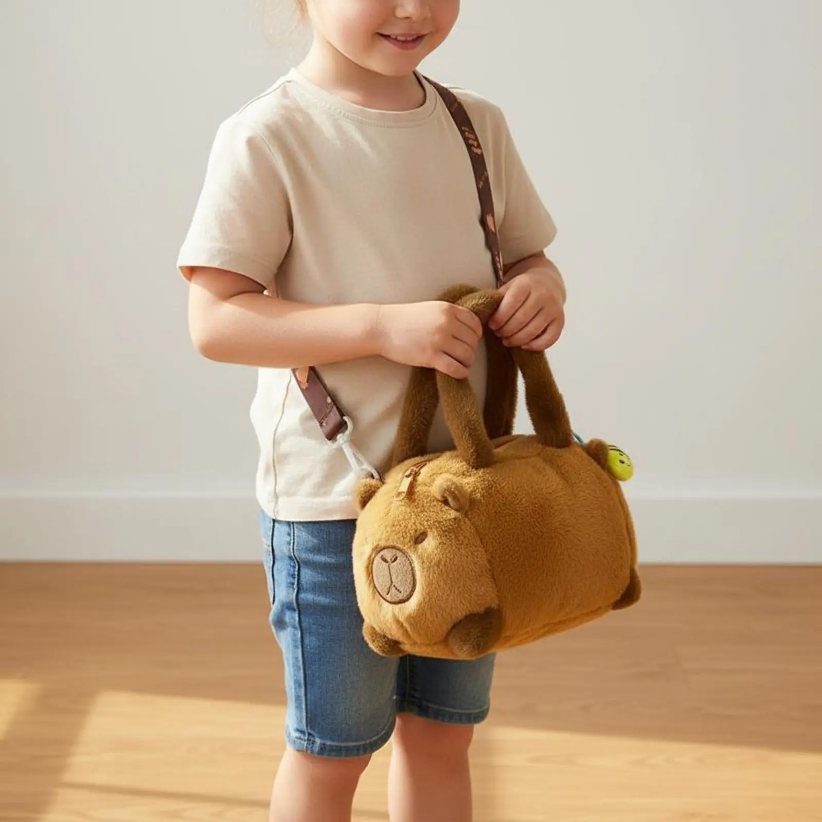 Soft Toy Capybara Crossbody Bag Lightweight Capybara Soft Toy Bag Children's Accessory Gift Creature Handbag Adjustable Strap
