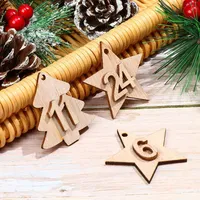 1-24 Numbers Countdown Christmas Advent Calendar Wooden Pendant Xmas Gift Bags Number Label Calendar Hanging Tags New Year