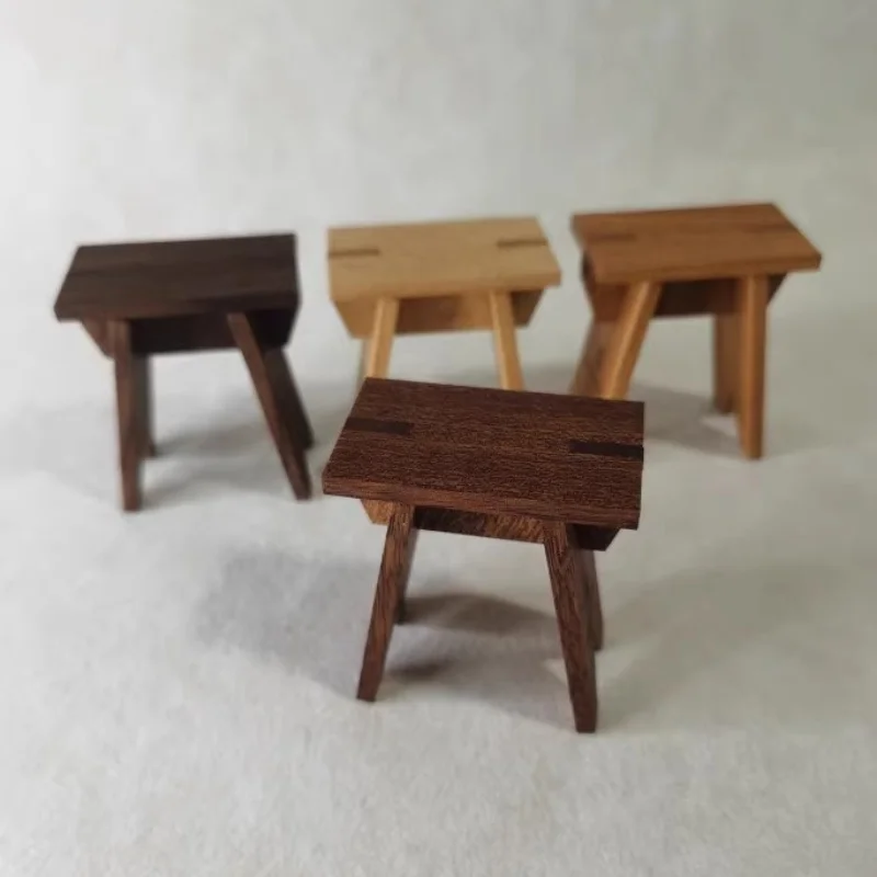 1:6 Doll House Mini Model Furniture Accessories Solid Wood Stool Chair Bjd Ob11 Gsc Blyth Soldier Lol Dollhouse Miniatures Props