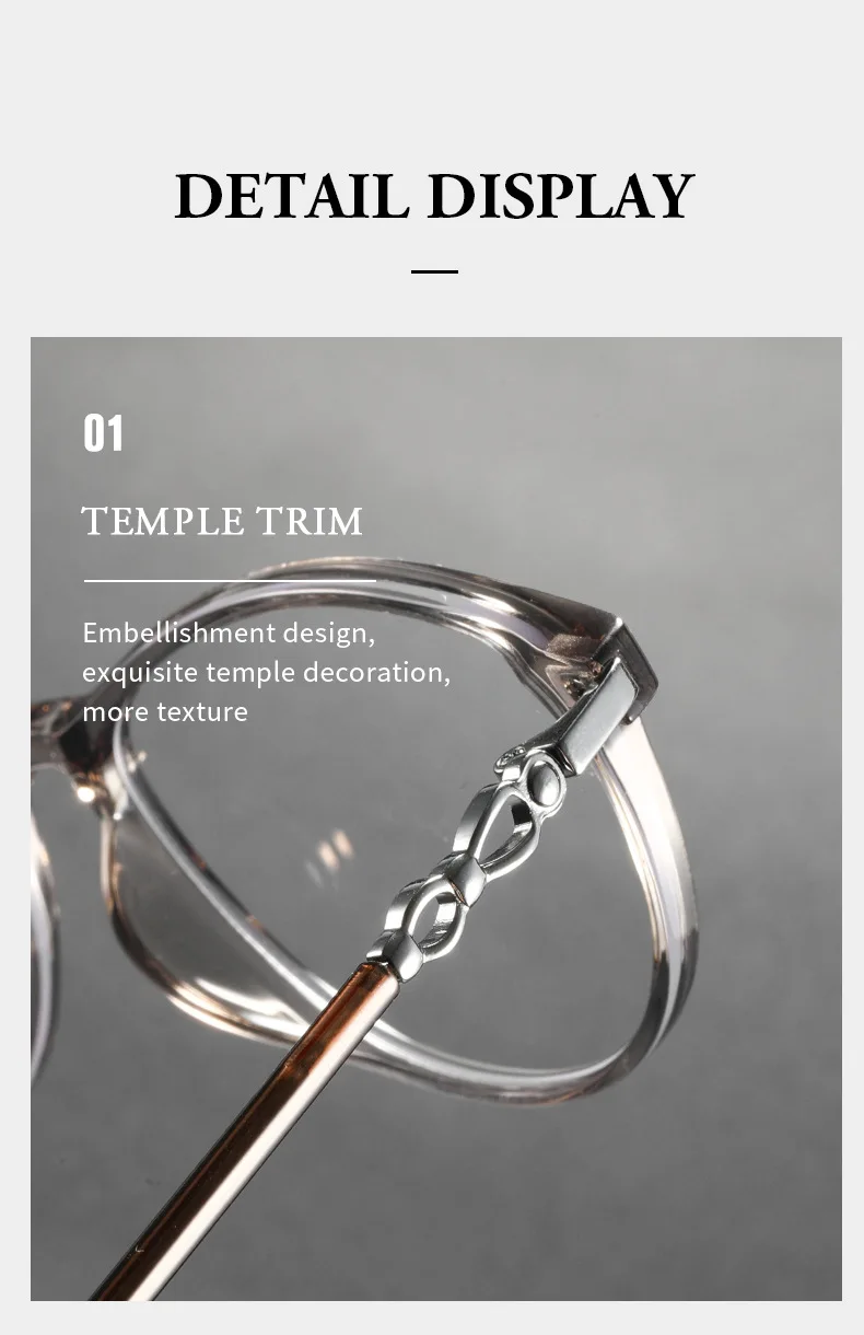 Neue Modische Markendesign Retro Katzenaugen-Rahmen Kurzsichtigkeits-Brille mit Sehstärke Photochromatisch Anti-Blaulicht Damen Astigmatismus-Brillen – Detail 5
