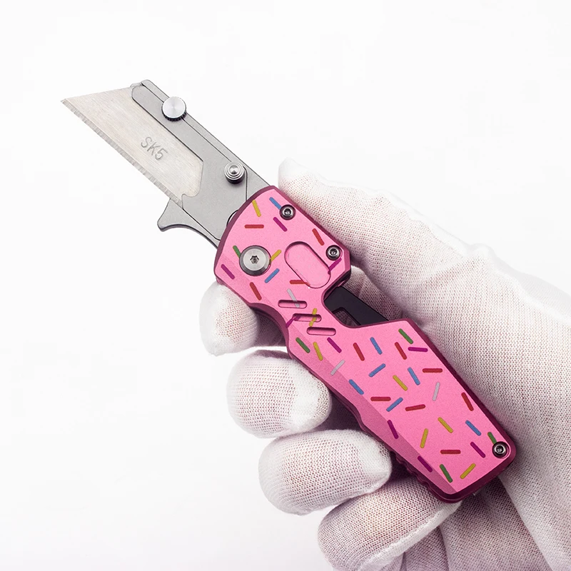 New Portable Folding Utility Knife CX-6 Survival Tools Pocket EDC Aluminum Handle Sharp Replaceable Blade Industrial Grade Cable