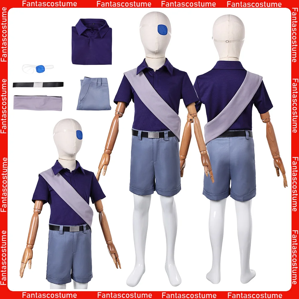 

Disguise Cosplay Elio Costume Kids Boys Top Pants Belt Eye Patch Shoulder Strap Outfits Children Halloween Carnival Party Suit