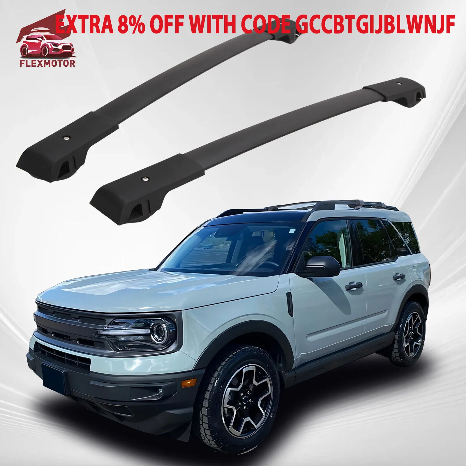 

Roof Rack Cross Bars for 2021-2024 Ford Bronco Sport On Road Accessories Black