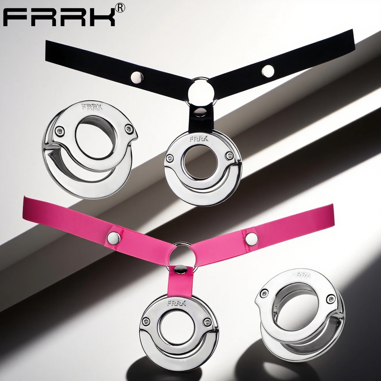FRRK الثقيلة القضيب مقاومة مجرى البول قفل العفة حزام الكرة كيس الصفن نقالة خاتم الديك قفل الخصية قلادة ألعاب مثيرة