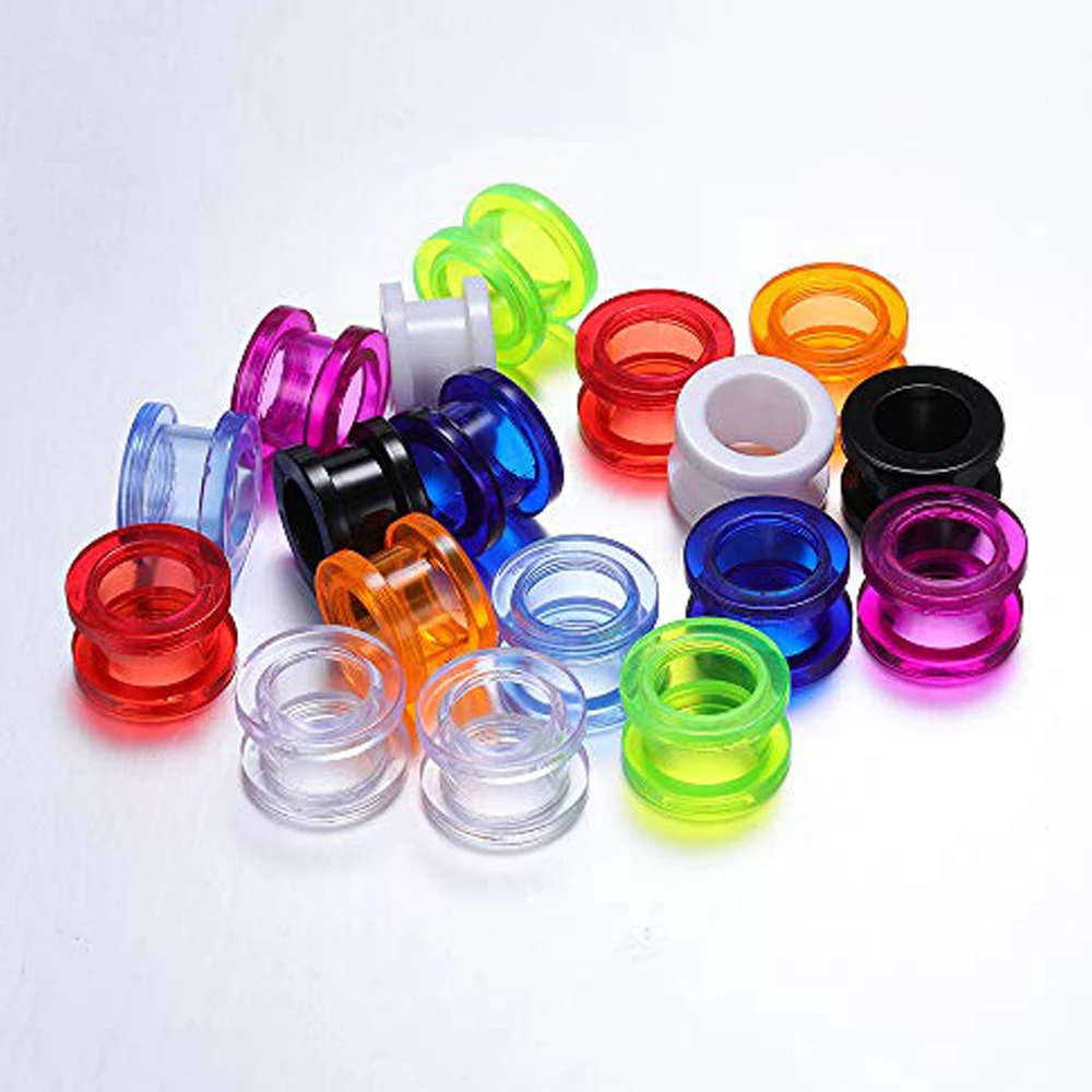 1 Pair Colored Acrylic Ear Plug And Tunnel Clear Green Black Ear Gauges 2-24mm Screw Ear Expander Sterchers Piercing Jewelry