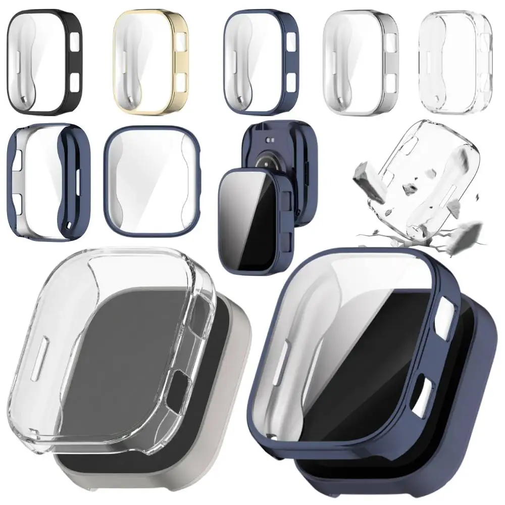 Protective Case For Amazfit Bip Max Screen Protector with Tempered Glass Film Anti-scratch Film Bumper Protective TPU Cover