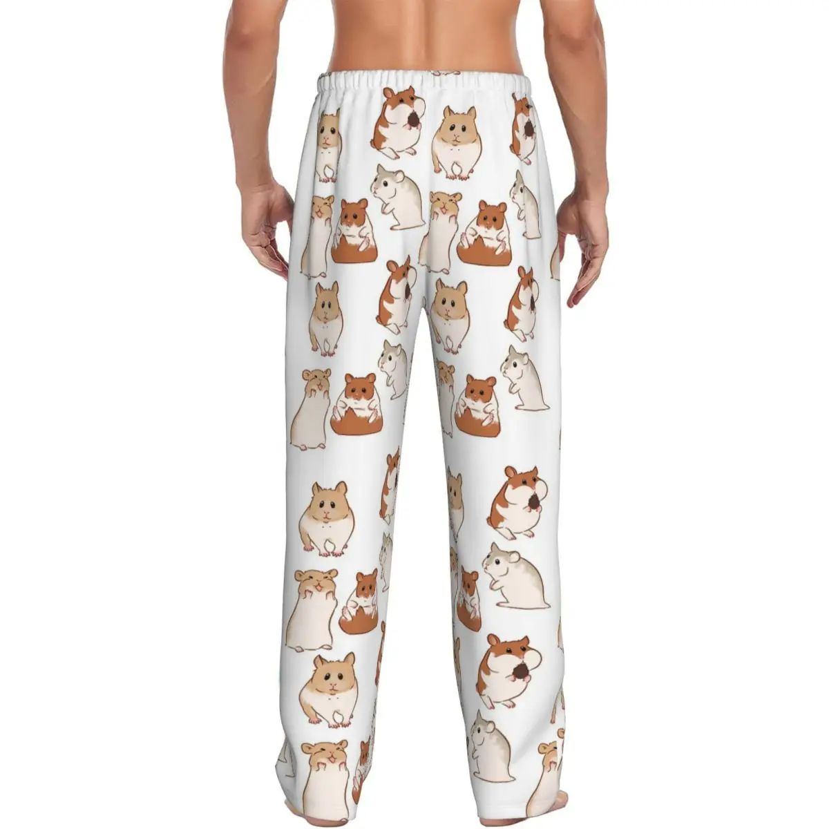 Custom Cute Hamster Pattern Pajama Pants Men Sleepwear Sleep Lounge Bottoms with Pockets