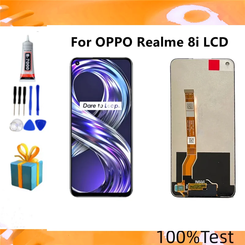 6.6\'\'Original For OPPO Realme 8i LCD Display WIth Frame 10 Touch Screen Digitizer Assembly  For Realme8i RMX3151 LCD Replacement