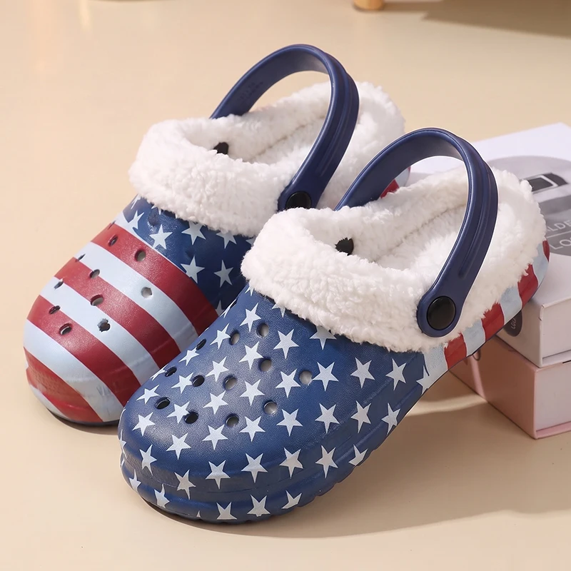 2026 Winter Children's Slippers Stars Dinosaur Clogs Kids Shoes Soft Anti-Skid Indoor Home Designer Baby Shoes For Boys Girls