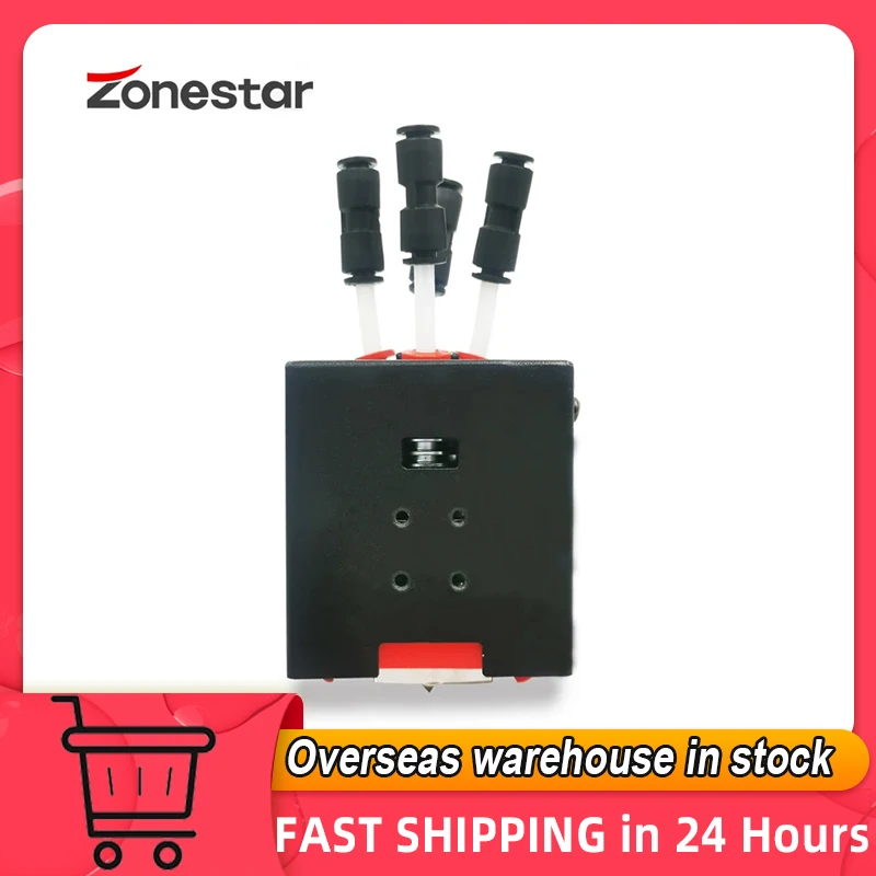 ZONESTAR 3D Printer Direct Drive Extruder Upgrade Kit 4-IN-1-OUT Mix Color Hotend Support 4 Colors Printhead with V6 Nozzle