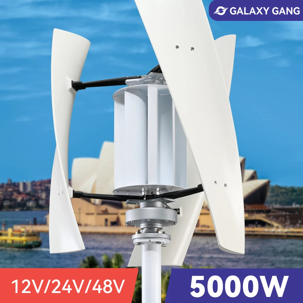 

5000w Wind Turbine Generator 12v 24v 48v 5kw 3 Blades Free Energy Vertical Axis Permanent Maglev Optional Mppt Charge Controller