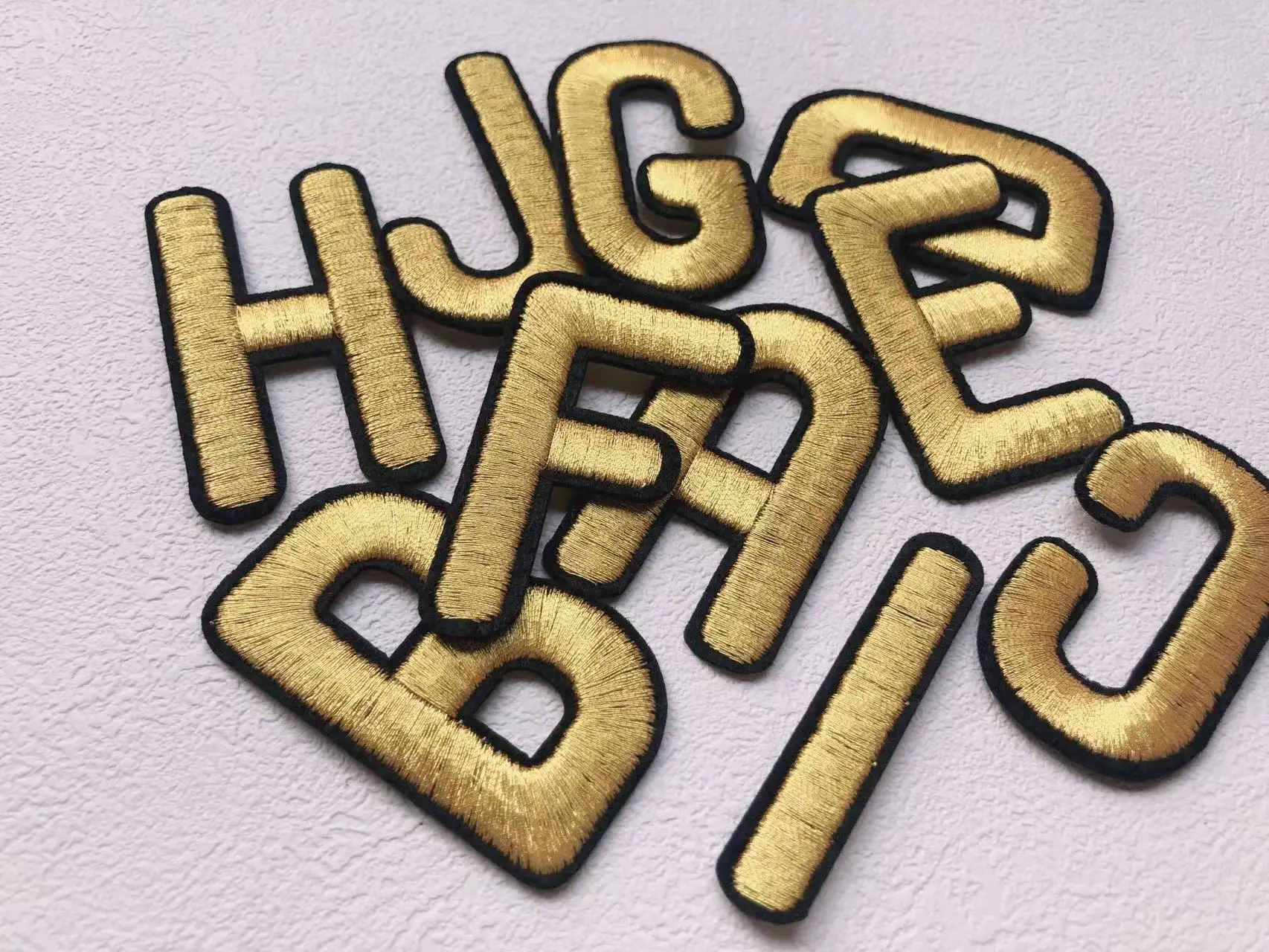 Gold Letters Patch Alphabet Embroidered Applique Letters iron on Patches