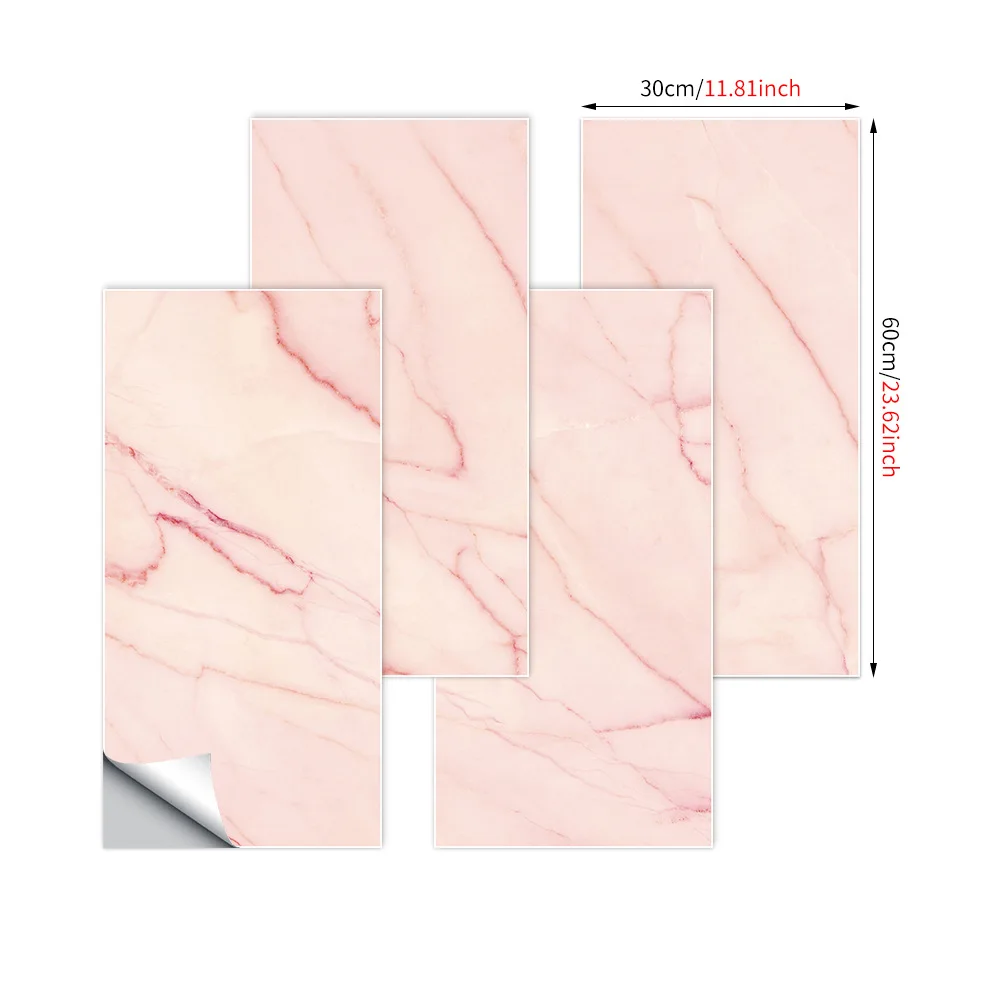 30x60cm 4PCS PVC Marble Self-Adhesive Wallpaper, Kitchen Oil-Proof Waterproof Peel & Stick Film for Backsplash Stove Cabinet DIY