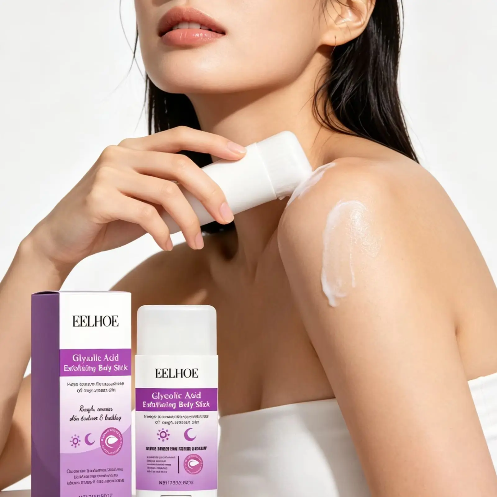 EELHOE Glycolic Acid Exfoliating Body Stick for Elbow Knee Armpit Rough Skin Remover Improve Texture Soft Smooth Body Exfoliant