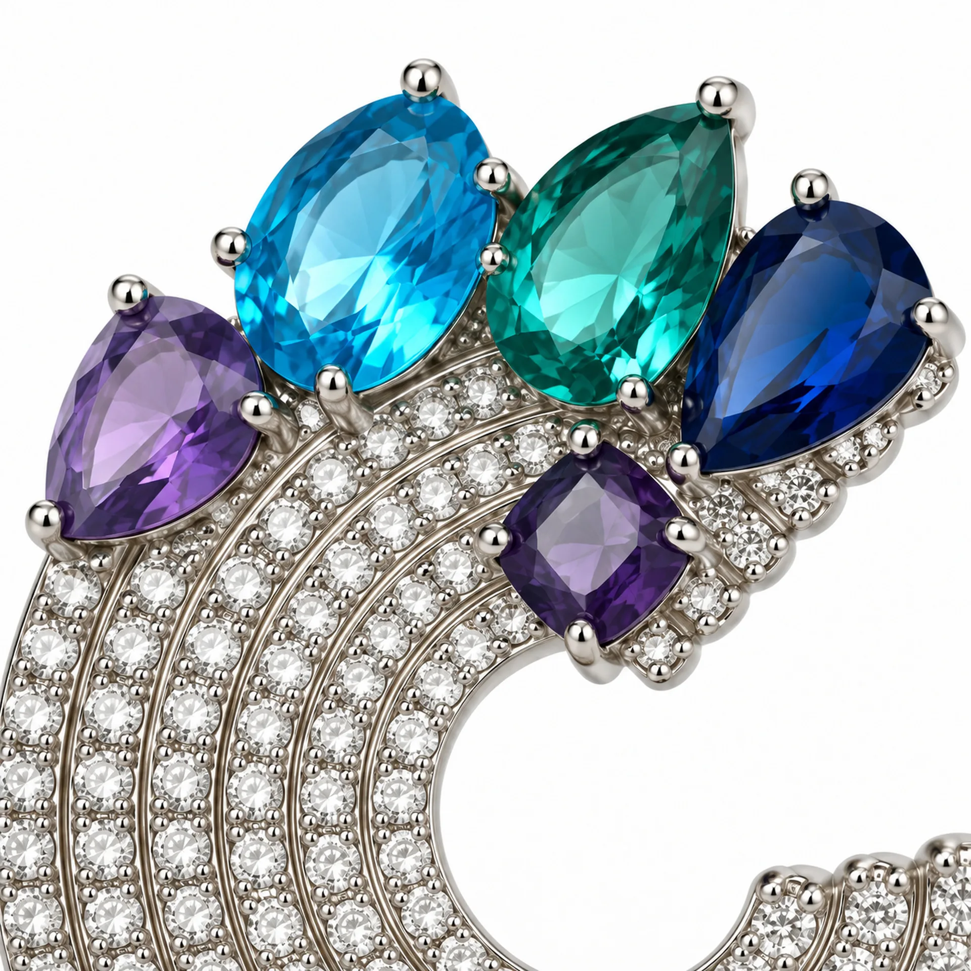 Women Light Luxury Open Circle Hoop Earrings, Colorful Water Drop Cubic Zirconia Stud Earring, 925 Sterling Silver Needle, Elega