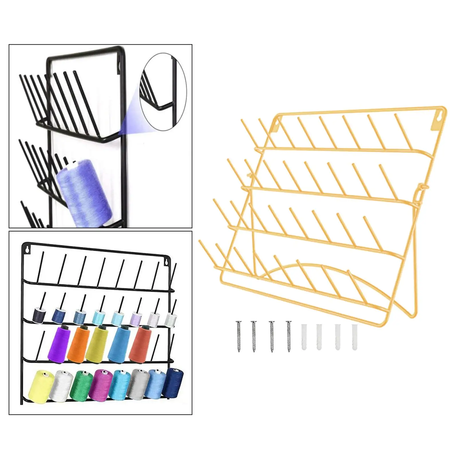 壁に取り付けられたスレッドホルダー,32本の鉄糸,金属製のミシン糸ホルダー,キルティング用の吊り下げフック,刺embroidery,編み物
