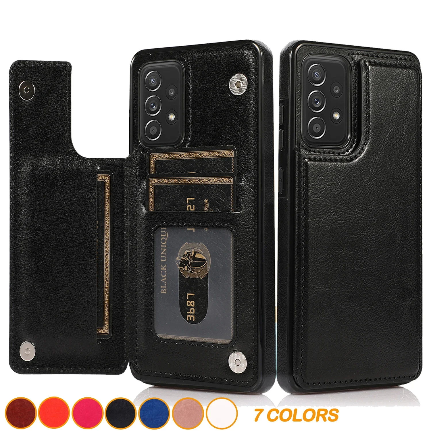 Flip Leather Wallet Case for Samsung Galaxy S21 S20 S23 FE S22 S24 Plus Note 20 Ultra A52S A52 A53 A54 A73 A72 Card Holder Cover