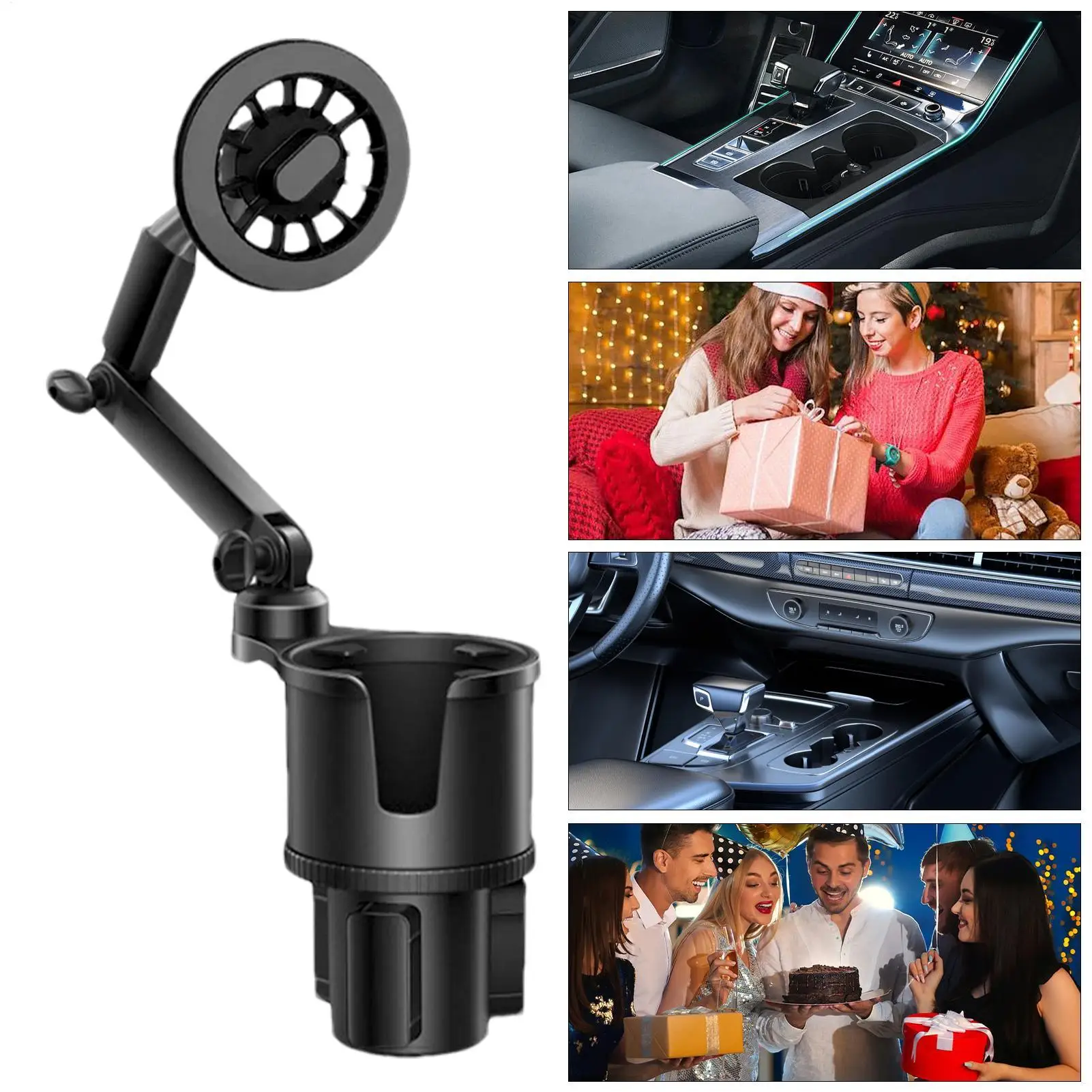 Auto-Getränkehalter mit Handyhalterung, 360-Grad-Drehung, magnetischer Handy-Ständer, Getränkehalter-Adapter, Handy-Ständer fürs Auto ﻿