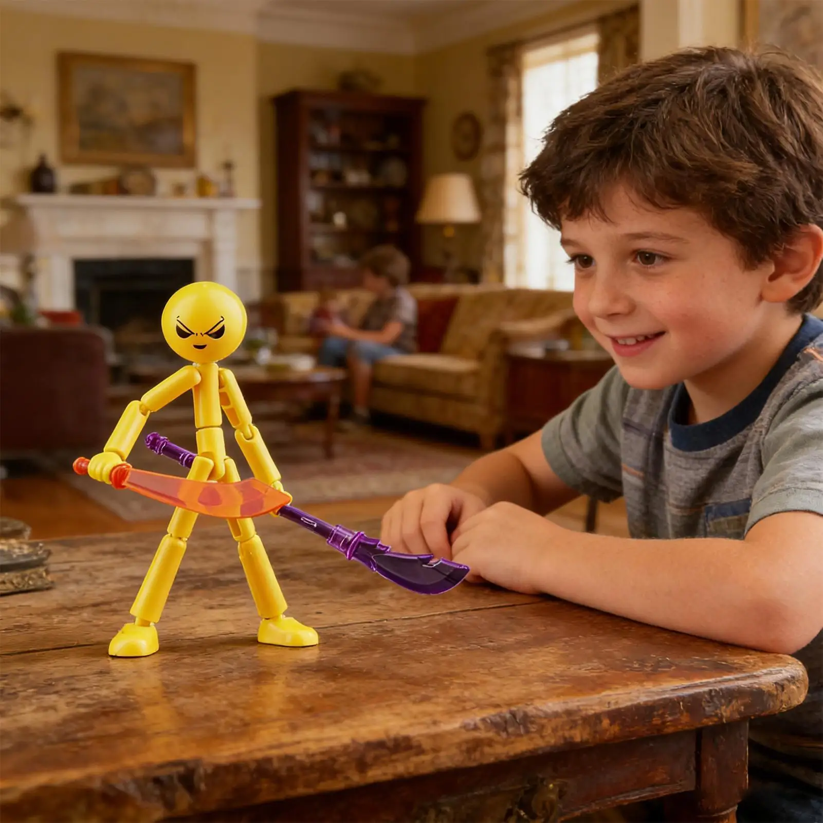 Articulated Action Figure with Weapons and Movable Limbs Multi Jointed DIY Poseable StickMan Figure Kit Assembly Toys