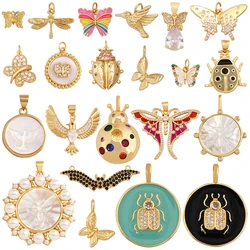 Unique Butterfly Dragonfly Bird Animal Charm Pendant,Fine Cute Insect 18K Gold Necklace Bracelet for Handmade Jewelry Supply K48