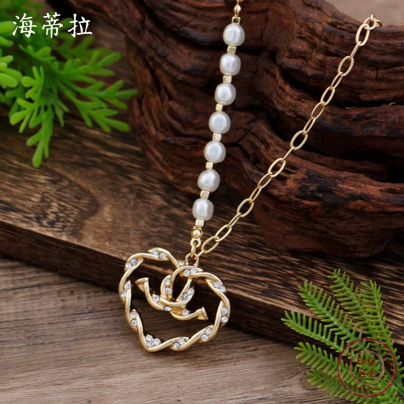 DIY accessories hollow love pearl necklace women's simple high-end heart-shaped versatile pearl neck necklace wholesale