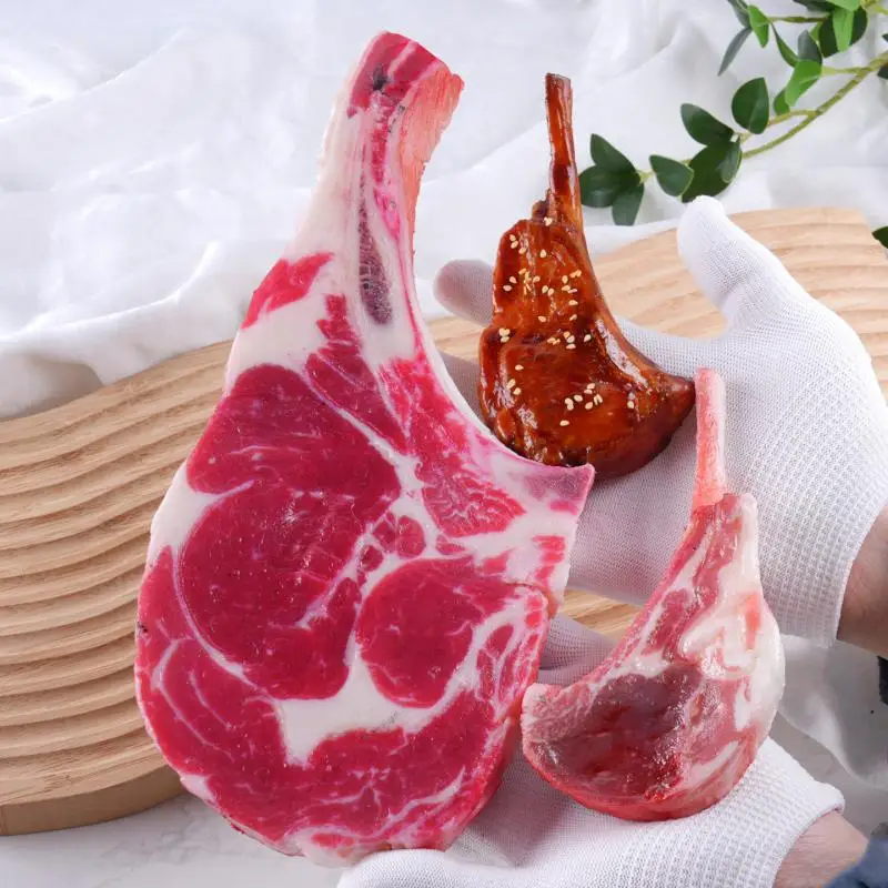 Artificial Large Lifelike Raw Bone-in Steak Realistic Food Prop Fake Meat For Culinary Classroom Restaurant Display Photography