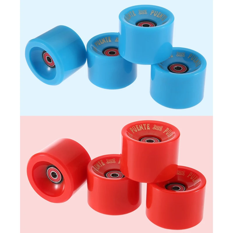 PUENTE 4Pcs Cruiser Skateboard Roues PU Roues Long Board Cruiser Roues Avec Roulements ABEC-9