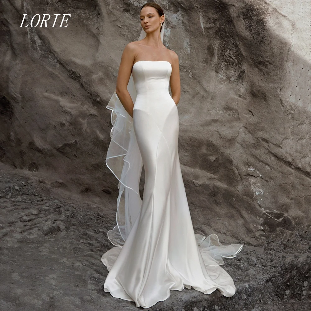 

LORIE Luxury Mermaid Civil Wedding Dress Elegant Strapless Bridal Dresses Minimalist Wedding Gown Customized 2026