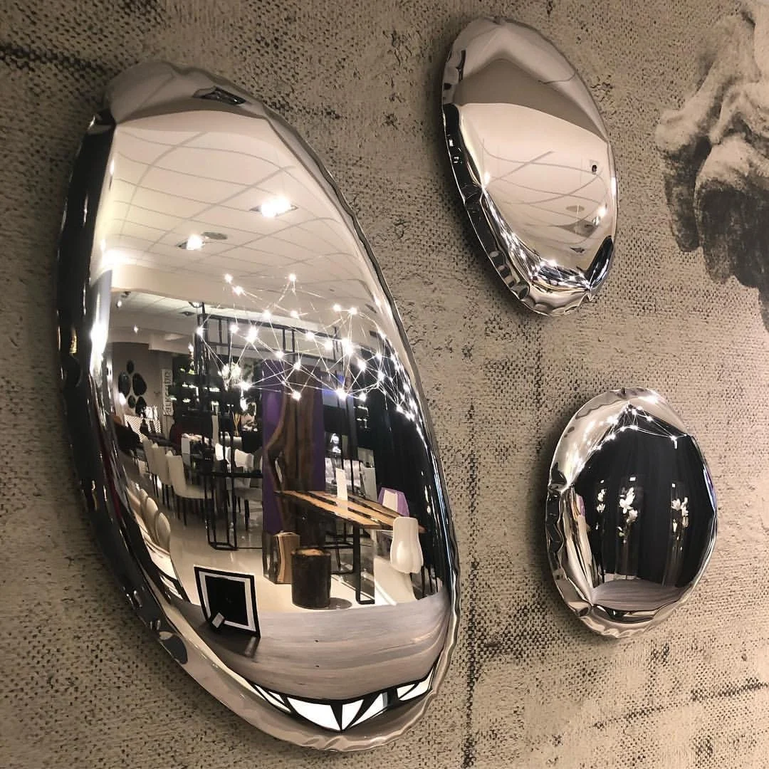 

Modern Stainless Steel Mirror Wall Art Waterdrop Pebble Hanging Nordic Home Decor Creative Sculpture for Living Room