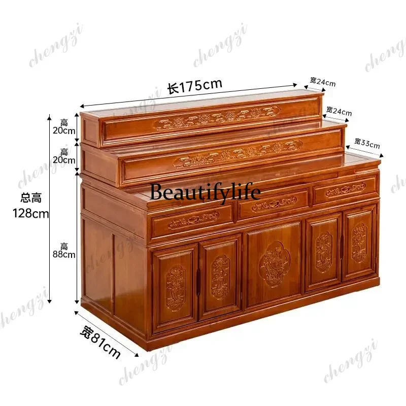 a55 Table incense case household Tibetan three-layer Buddhist table, tribute table, Buddhist niche, multi-layer shrine solid woo