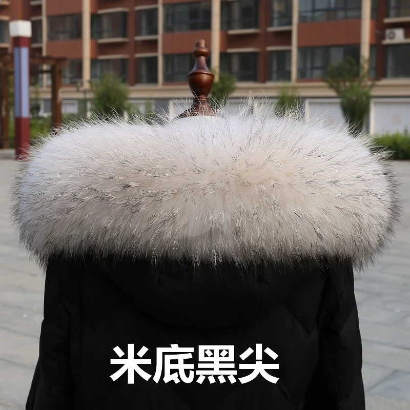 Natural Real Raccoon Fur Collar winter women Down Coat Hood Decor Fur Trim Warmer Fur Scarf Ladies Genuine Luxury Shawls