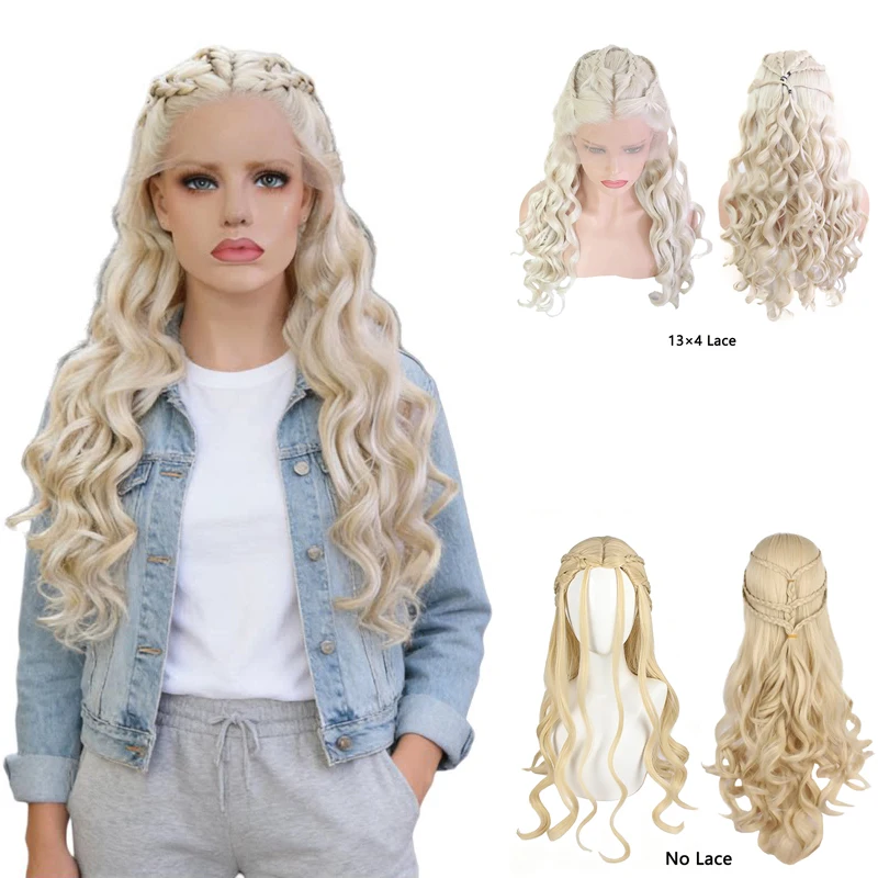 

Парик для косплея Дейенерис Таргарин, синтетические волосы, 13×4 HD, с кружевной передней частью, женский, для повседневной носки, вечеринок, ролевых игр, термостойкий, золотистые кудрявые волосы