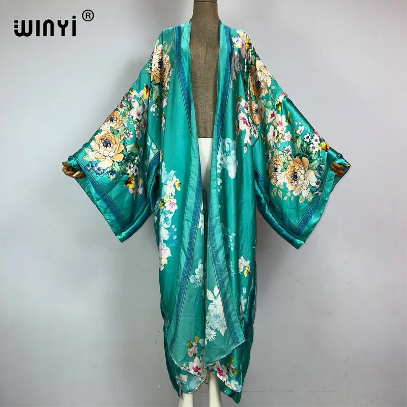 Letnie afrykański nadruk kimono kimono kaftany plażowe zakrywające elegancki kardigan abaya stroje plażowe dla kobiet elegancki płaszcz na imprezę