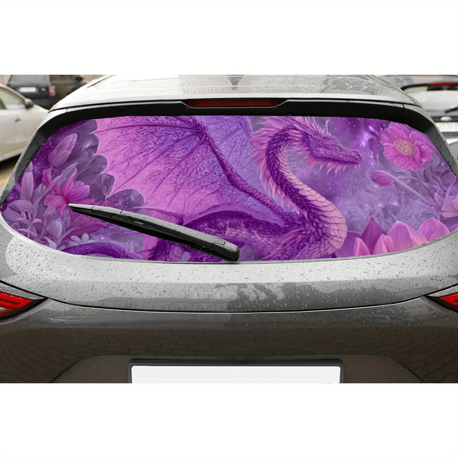 

Mystic Purple Dragon Car Rear Window Sticker, Anti-scratch Auto Protection Vinyl Wraps Decal, Waterproof Self-adhesive PVC Auto