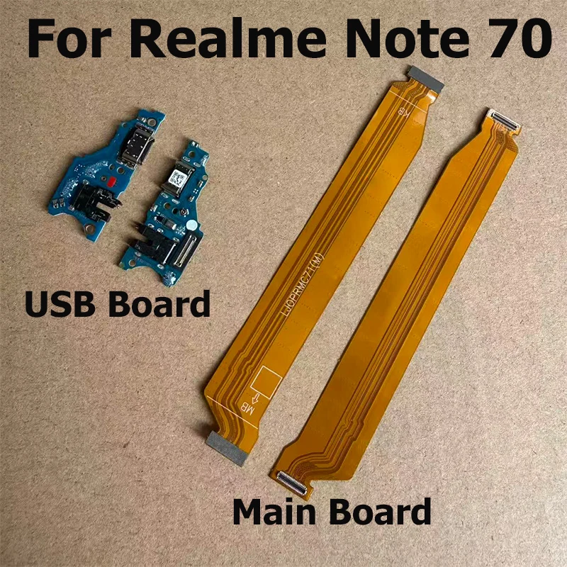 لوحة أم رئيسية لـ Realme Note 70 + منفذ شحن USB ولوحة ميكروفون مع كابل مرن مزود بـ IC للشحن السريع