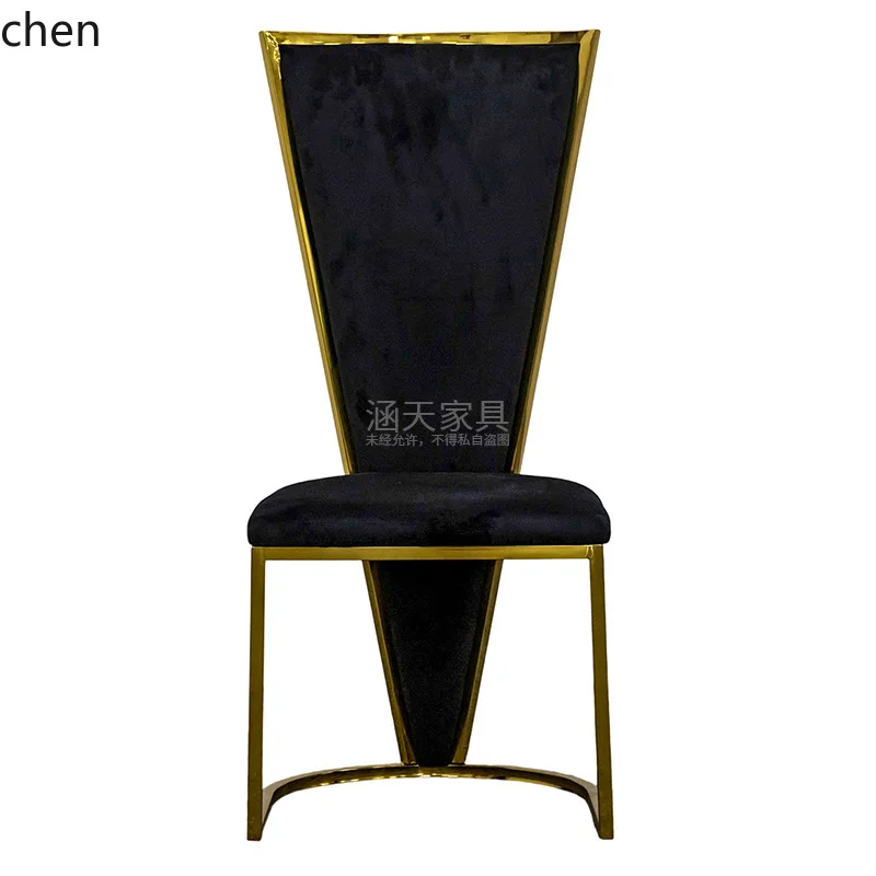 

HXL Yahei Crackle Decorative Stainless Steel Dining Chair with Large Backrest and Fine Velvet Seat Cushion