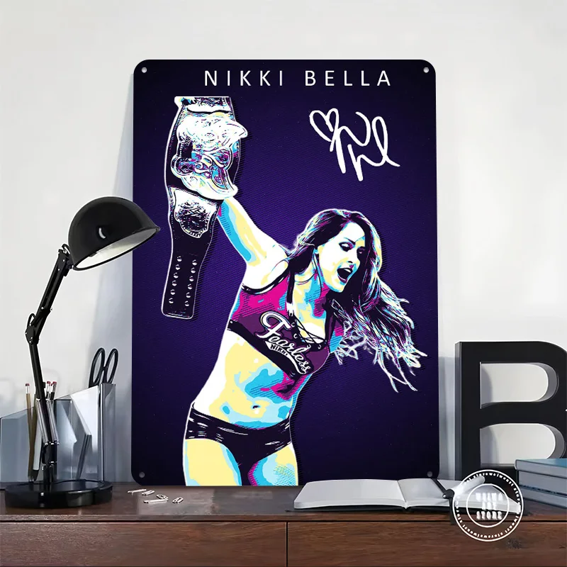 Nikki Bella Pop Art Printed Poster Customized Retro Wall Art Vintage Metal Tin Signs for Home Bathroom Decor Bedroom Decorations