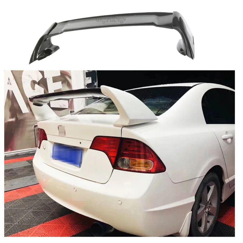 For Honda Civic 8th Gen 06-11: Hot Sale ABS Carbon Fiber Look 3-Section Mugen Type FD 2 Style Rear Wing Spoiler