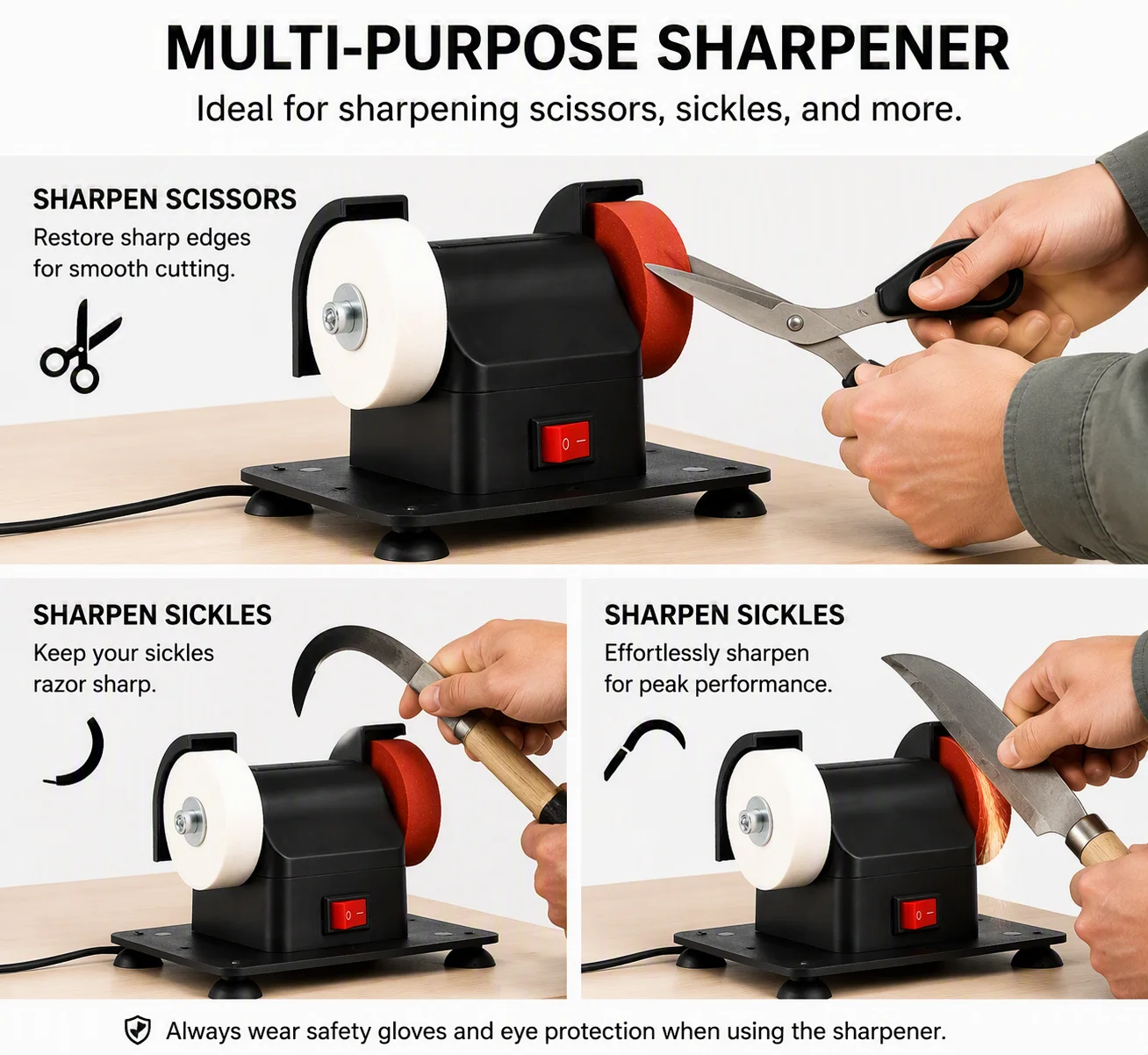 HILDA Electric Bench Grinder Stepless Speed Control Pure Copper Motor Dual Coarse Fine Grinding Wheel for Metal Polishing Tool