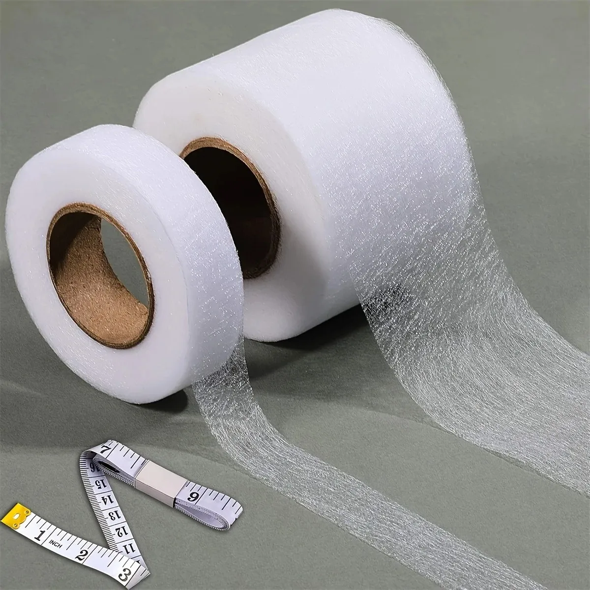 Juego de 2 cintas para dobladillos para planchar, cinta para dobladillos de 20 mm x 30 m y 60 mm x 30 m sin rollo de costura con cinta métrica para ropa para planchar
