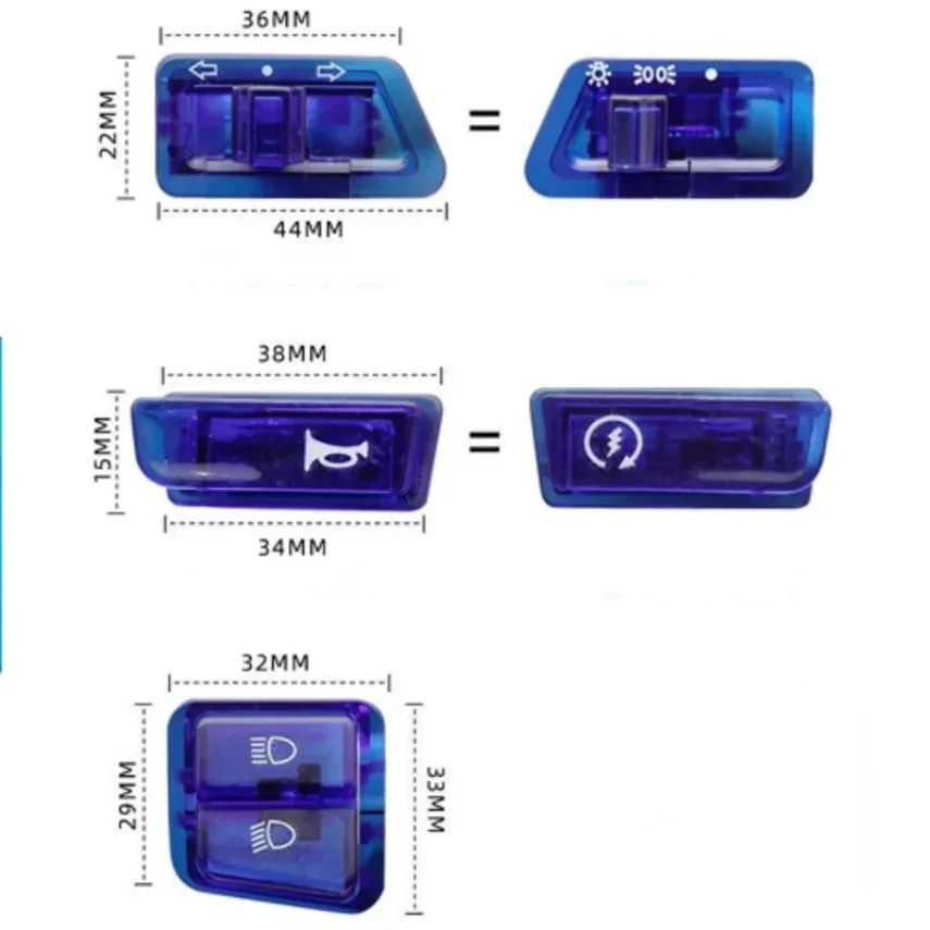 Motorcycle Start Switch Turn Signal High Low Beam Button Switch Connecters Headlights Turn Far Near Dimming Horn Start Switch