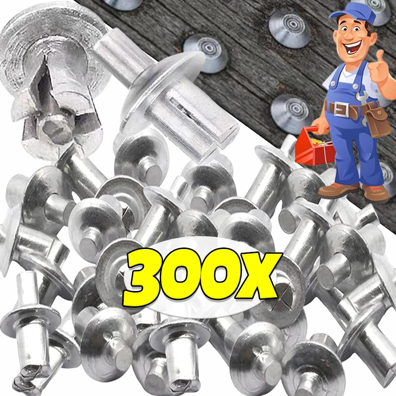 

300/10PCS Aluminum Alloy Expansion Rivets Hammer Drive Nails Round Head Knock Type Expansion Rivets Stainless Steel Rod Screws