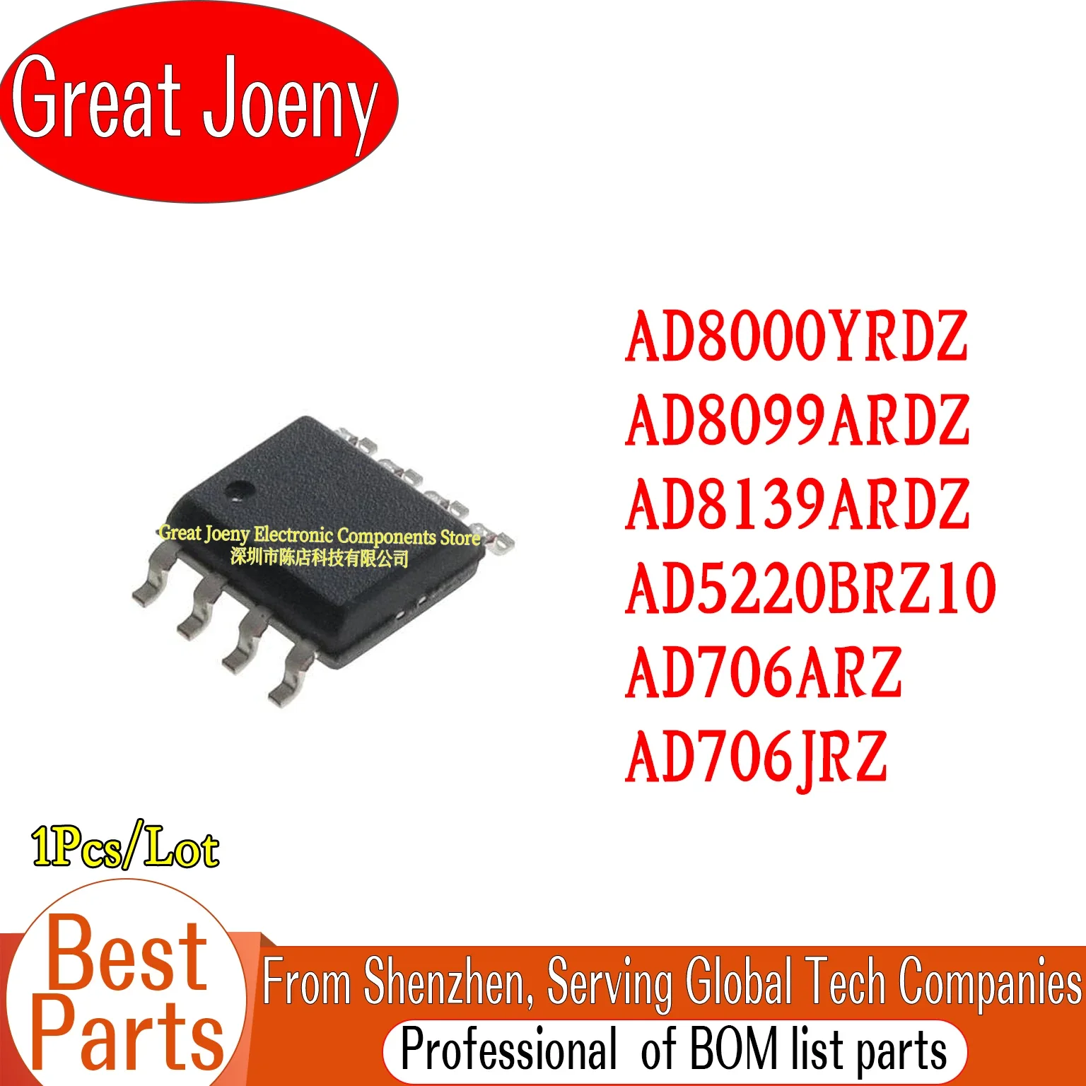 AD8000 AD8099 AD8139 AD5220 AD706 AD8000YRDZ AD8099ARDZ AD8139ARDZ AD5220BRZ10 AD706ARZ AD706JRZ Chipset SOP-8 Bulk Best Price
