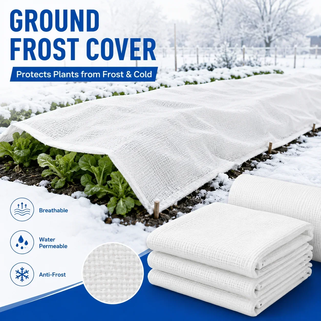 Woven Plant Frost Protection Fabric Breathable Water Permeable Row Cover Blanket for Winter Cold Garden Vegetables Seedlings