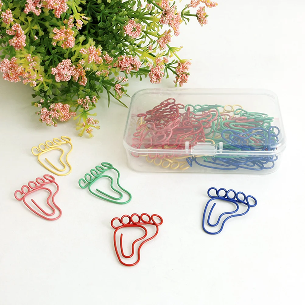 Imagem -06 - Little Feet Paper Clip Clipes de Papelaria Fastener Triangle Binder Clamp Modelagem Colorida Documento 30 Pcs