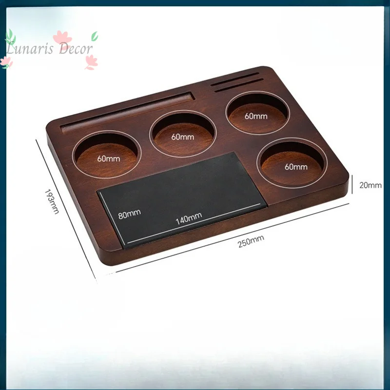 Storage board, solid wood multifunctional cloth powder press, base with powder residue box, coffee utensils storage stand