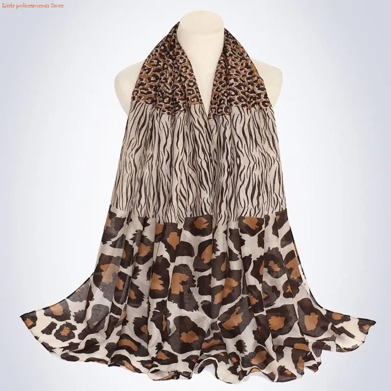 F92D Modern Leopard Designs Neck Scarf Soft Polyester Fabric Winter Scarves Shawl Great For Enhancing Any Outfit With