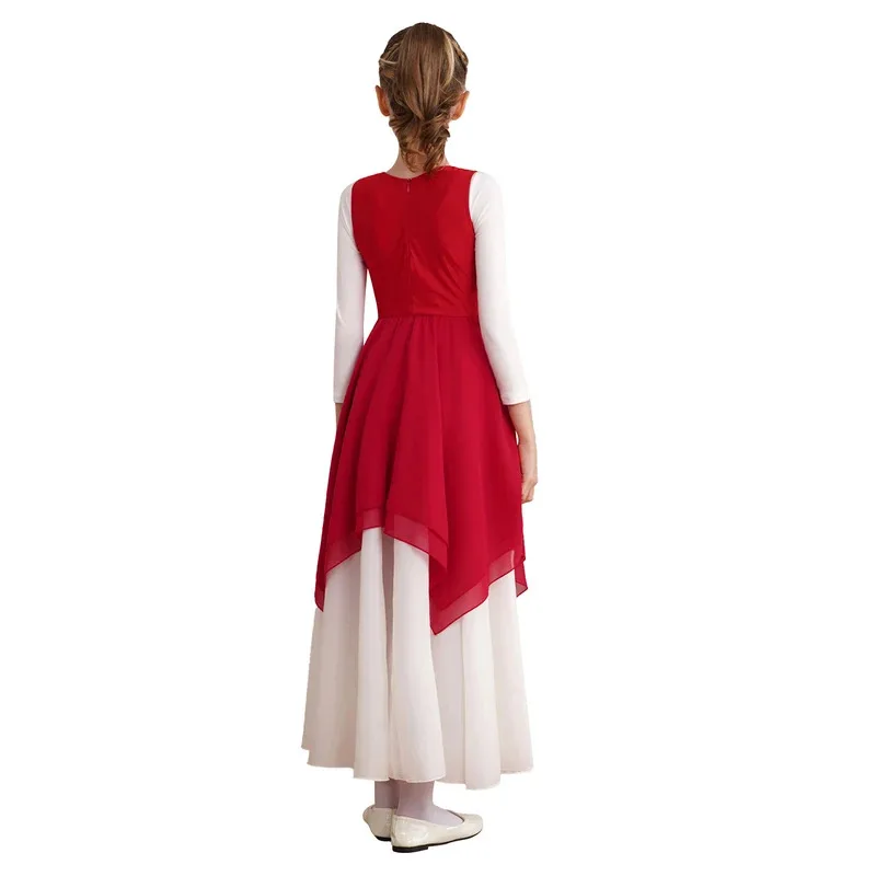 Sky01 Womens Metallic Praise Liturgical Lyrical Dance Dress Patchwork Sleeveless Church Choir Worship Costumes Performance Sd01$