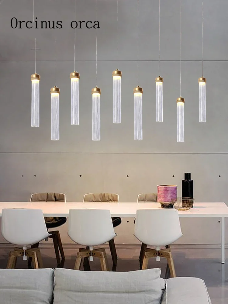 Nordic modern minimalist LED glass chandelier Restaurant Bar modern postmodern creative tube crystal single head Chandelier